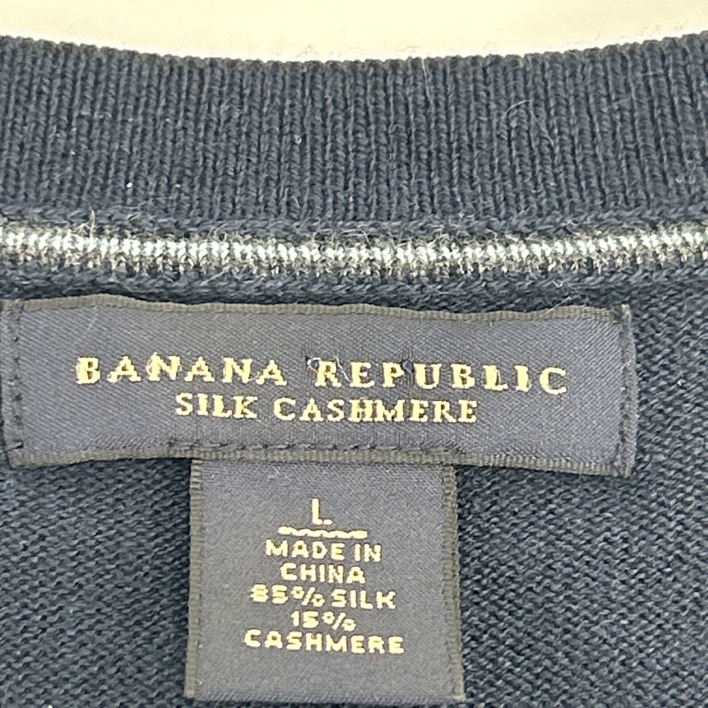 Banana Republic Sweater Vest Men L Blue‎ Argyle V-Neck Pullover Silk Cashmere - Picture 2 of 7